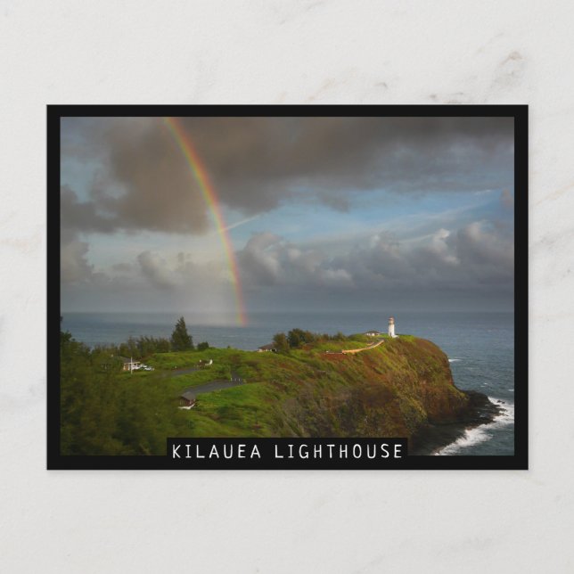 Carte Postale Arc en ciel sur le phare de Kilauea à Kauai (Devant)