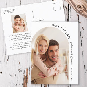 Carte Postale Arc Moderne Élégant Script Photo Enregistrer La Da