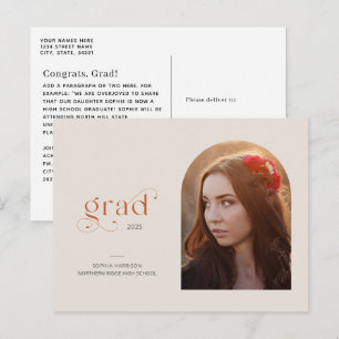 Carte Postale Arc Moderne Simple 1-Photo 2025 Graduation