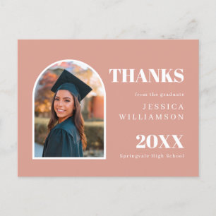 Carte Postale Arc rose Merci de graduation photo moderne