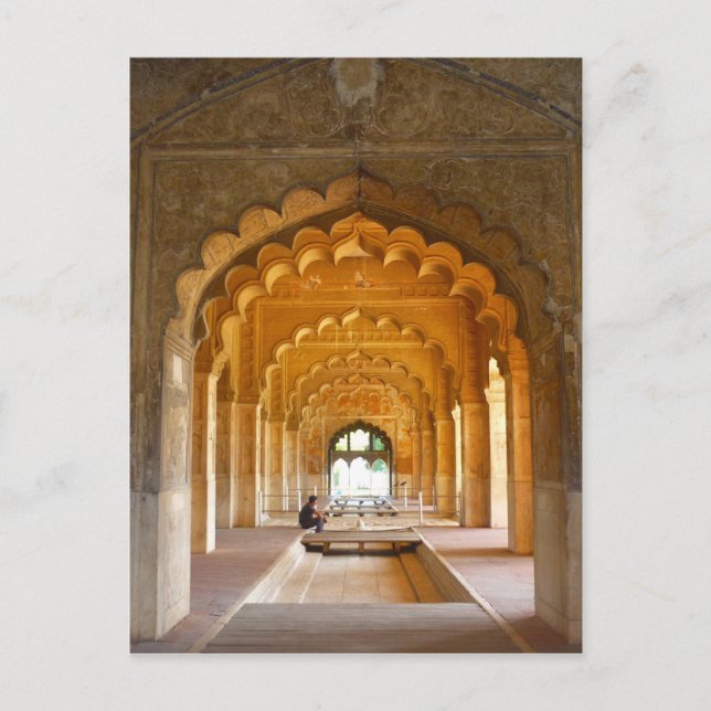 Carte Postale arcades rouges de delhi fort vers le haut (Devant)