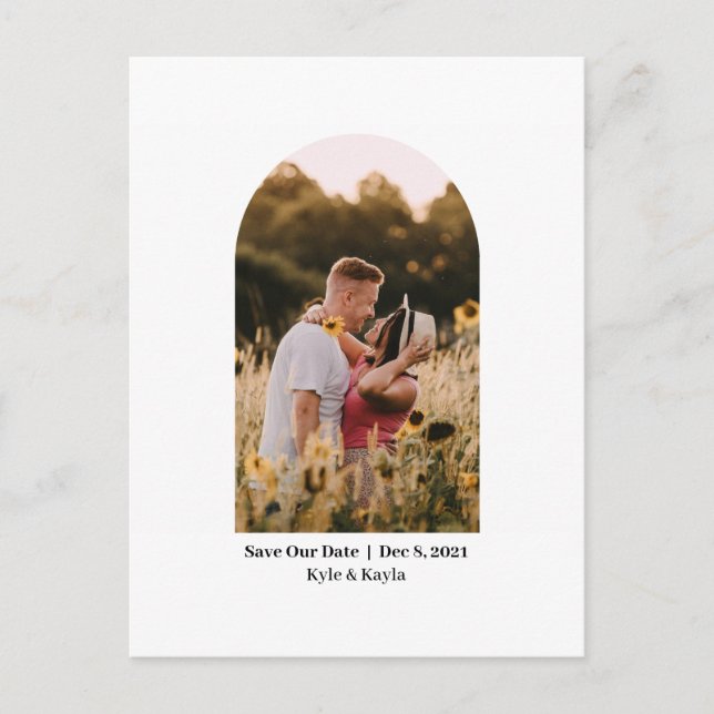 Carte Postale Arch Photo Simple Elegant Chic Enregistrer la date (Devant)