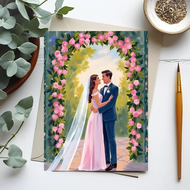 Carte Postale Arche de jardin pour mariés | Peinture de mariage  (Créateur téléchargé)