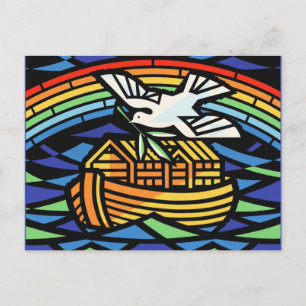 Carte Postale Arche de Noé, Arc-en-ciel, Dove