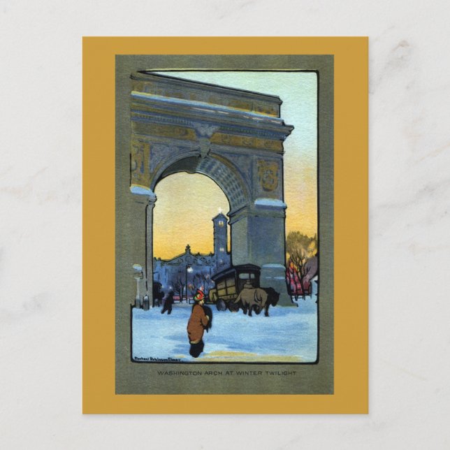 Carte Postale Arche de Washington au crépuscule hivernal (Devant)
