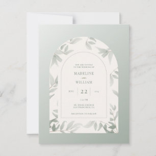 Carte postale Arche feuille aquarelle mariage