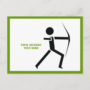 Carte Postale Archer avec son arc noir, tir à l'arc vert