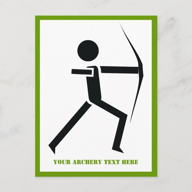 Carte Postale Archer avec son arc noir, tir à l'arc vert vertica (Devant)