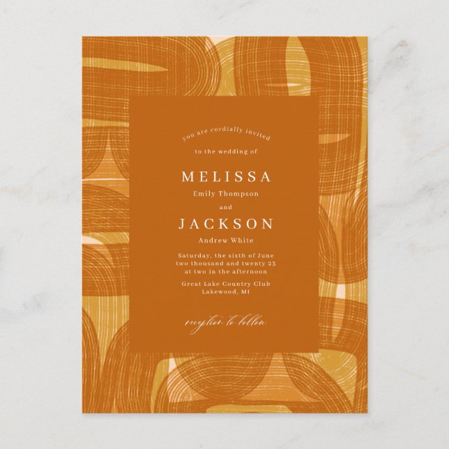 Carte Postale Arches et courbures rétro et lignes Mariage jaune (Devant)