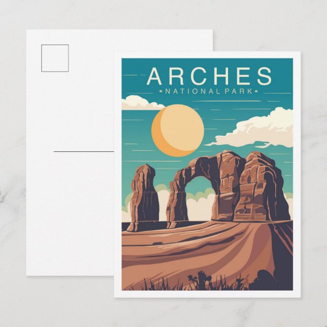 Carte Postale Arches National Park Utah USA Illustration de voya (Devant / Derrière)
