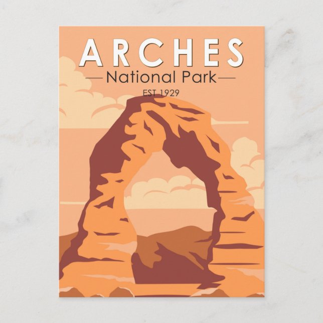 Carte Postale Arches Parc National Utah Delicate Arch Art Retro (Devant)