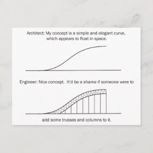 Carte Postale Architecte contre Ingénieur