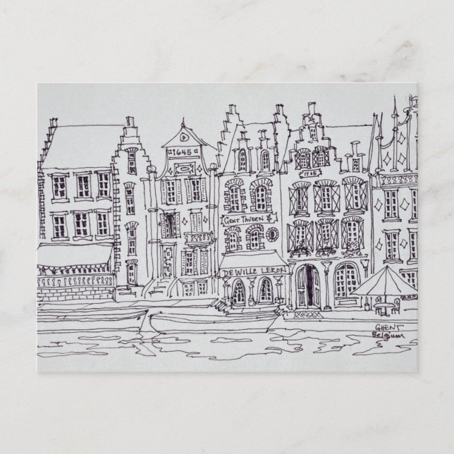 Carte Postale Architecture flamande au bord de l'eau, Gand, Belg (Devant)