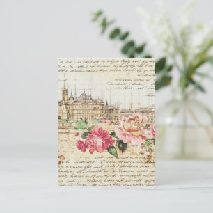 Carte Postale Architecture vintage et Art Rose