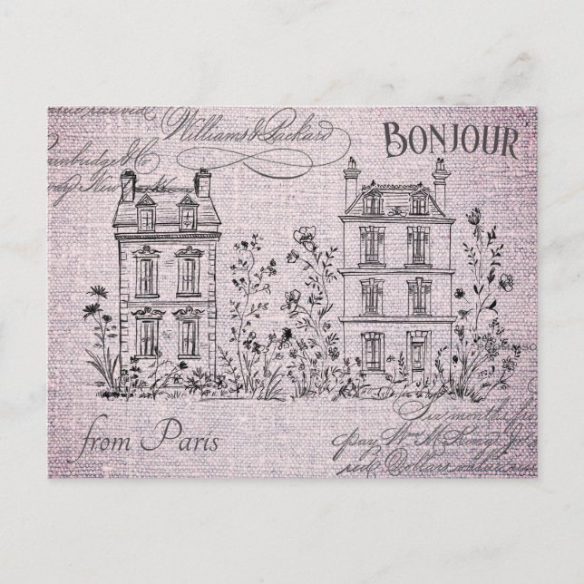 Carte Postale Architecture Vintage Florale Paris (Devant)