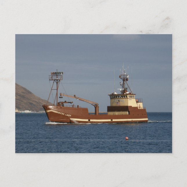 Carte Postale Arctic Lady, Bateau de crabe à Dutch Harbour, Alas (Devant)