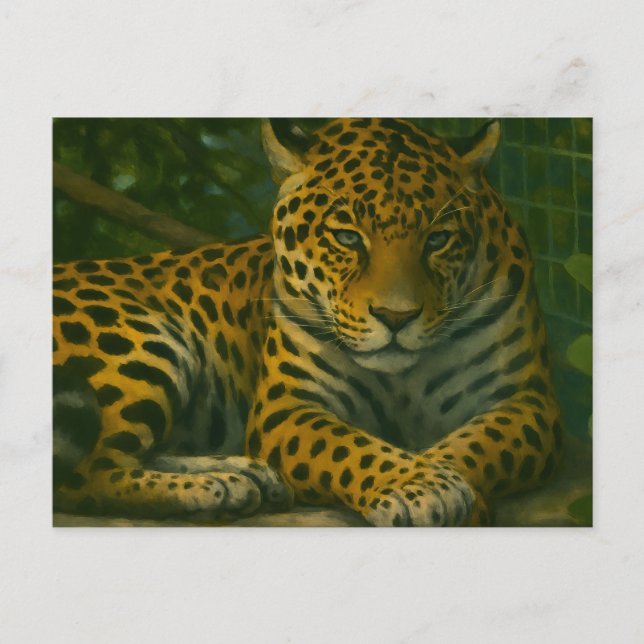 Carte Postale Ardoise dorée - Leopard reposant en feuillage (Devant)