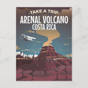 Carte Postale Arenal Volcano Costa Rica Caricature vintage