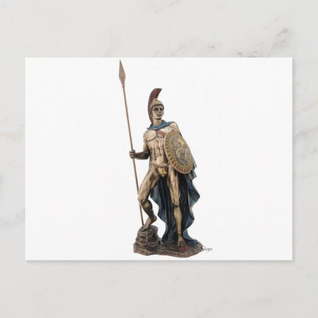 CARTE POSTALE ARES GREEK WARRIOR DIEU STATUE (Devant)