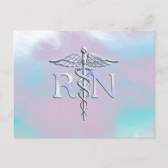 Carte Postale Argent comme RN Caduceus Médicale Mère Pearl (Devant)