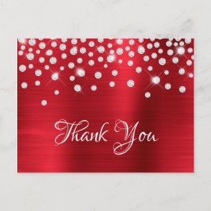 Carte Postale Argent Diamant Confetti Rouge Satin Gradient Phuil