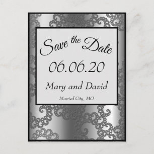 Carte Postale Argent Fractal Enregistrer La Date