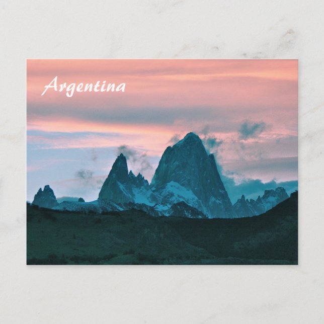 Carte Postale Argentine : Le mont Fitz Roy, Patagonie, à la tomb (Devant)