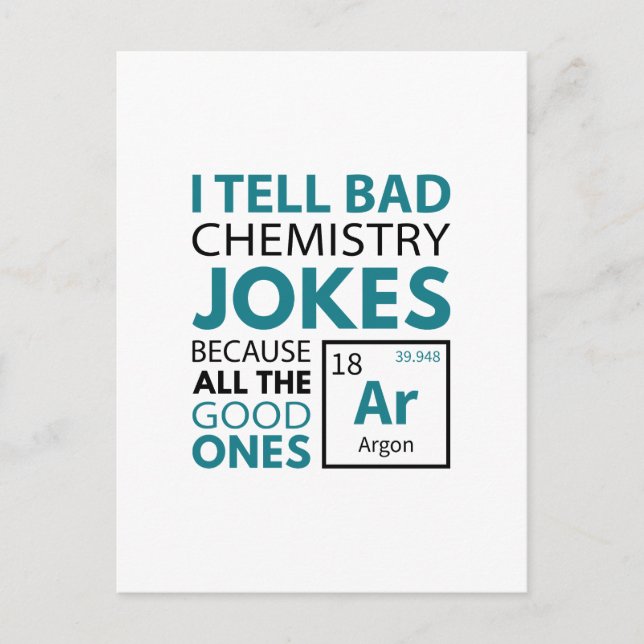 Carte Postale Argon, blagues sur la chimie (Devant)