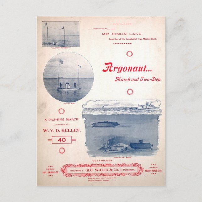 Carte Postale Argonaute mars, sous-marin tôt, photographies (Devant)