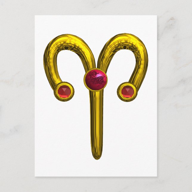 CARTE POSTALE ARIE JEWEL D'ANNIVERSAIRE ZODIAC (Devant)
