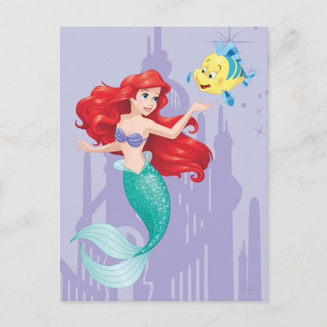 Carte Postale Ariel et Flounder (Devant)