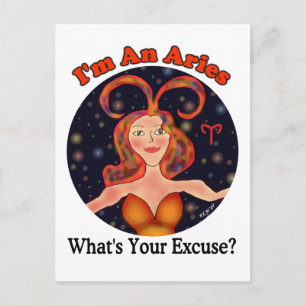 Carte Postale Aries Excusez Zodiac Chick
