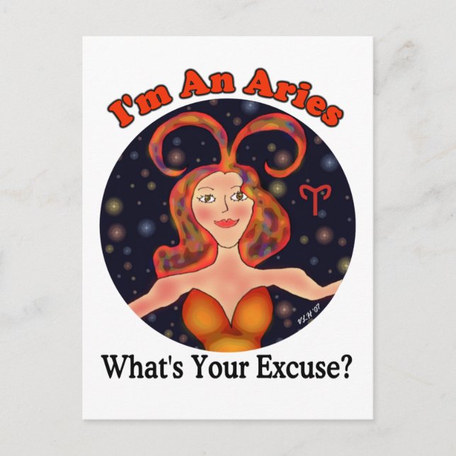 Carte Postale Aries Excusez Zodiac Chick (Devant)