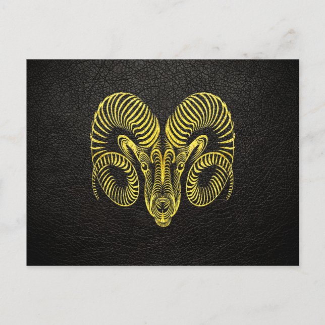 Carte Postale Aries Gold sur le cuir (Devant)