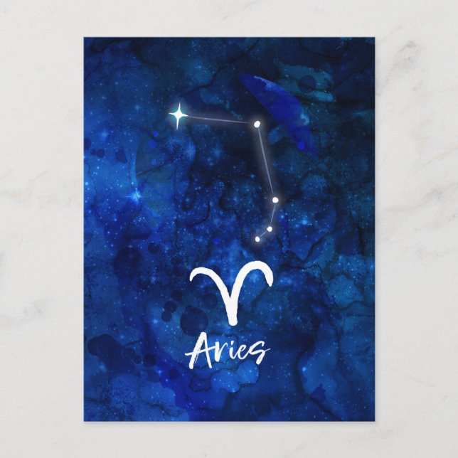 Carte Postale Aries Zodiac Constellation Bleu Galaxie Céleste (Devant)