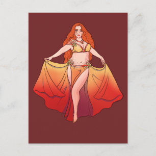 Carte Postale Aries Zodiac Goddess Art Belly Danseuse Astrologie