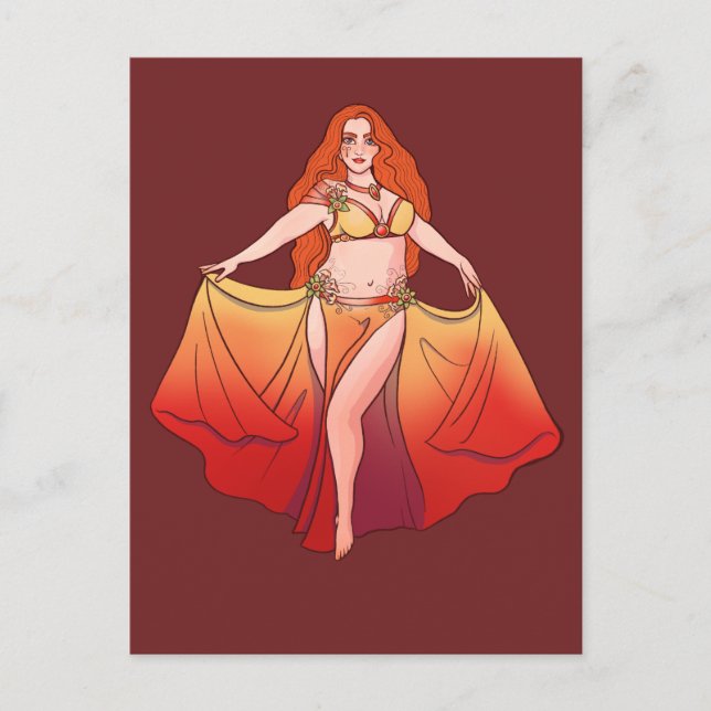 Carte Postale Aries Zodiac Goddess Art Belly Danseuse Astrologie (Devant)