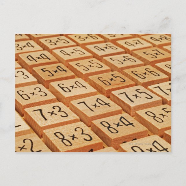 Carte Postale Arithmétique. Multiplication temps table en bois (Devant)