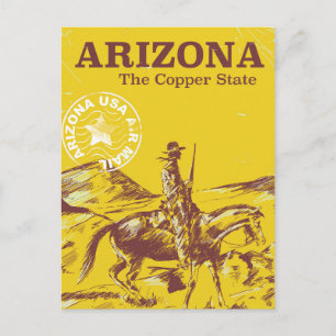 Carte Postale Arizona l'état du cuivre affiche de voyage vintage