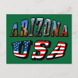 Carte Postale Arizona Picture et USA Flag Text