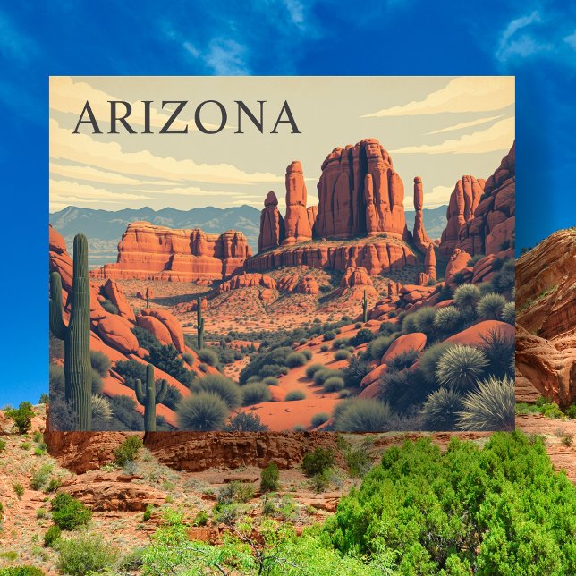 Carte Postale Arizona Red Rocks Voyage Rétro Antique (Vintage Arizona Red Rocks Travel Retro Postcard)
