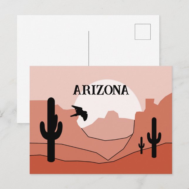 Carte Postale Arizona State Artistic Boho Monochromatic  (Devant / Derrière)