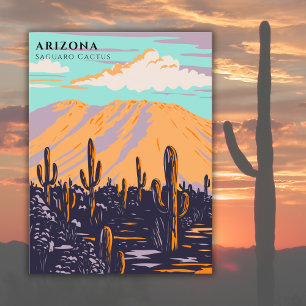 Carte Postale Arizona USA Saguaro Cactus Aquarelle Voyage