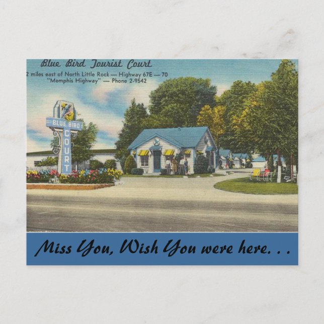 Carte Postale Arkansas, Cour touristique Blue Bird (Devant)