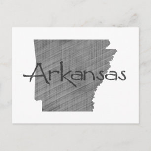 Carte Postale Arkansas Formé Vintage gris tableau noir Nom