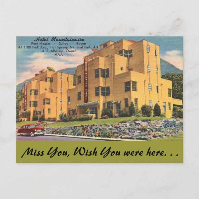 Carte Postale Arkansas, Hôtel Mountainaire (Devant)