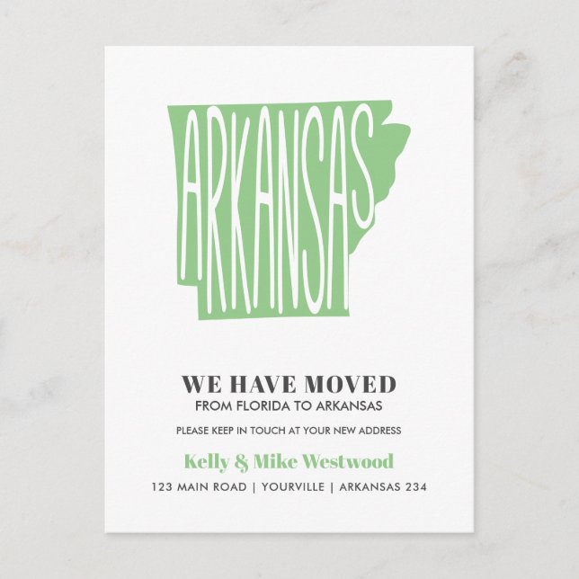 Carte Postale ARKANSAS Nous avons déménagé Nouvelle adresse Nouv (Devant)