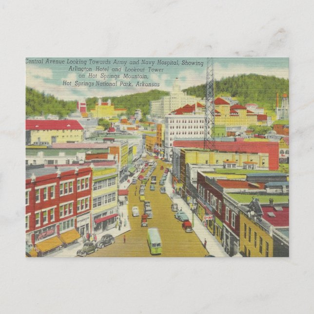 Carte Postale Arkansas, sources chaudes vintages (Devant)