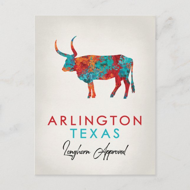 Carte Postale Arlington Texas Colorful Longhorn (Devant)