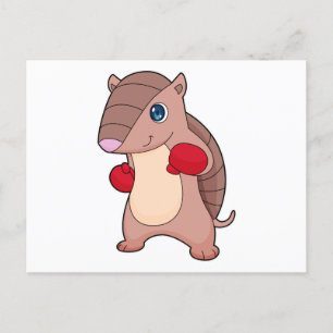 Carte Postale Armadillo Boxer Gants de boxe